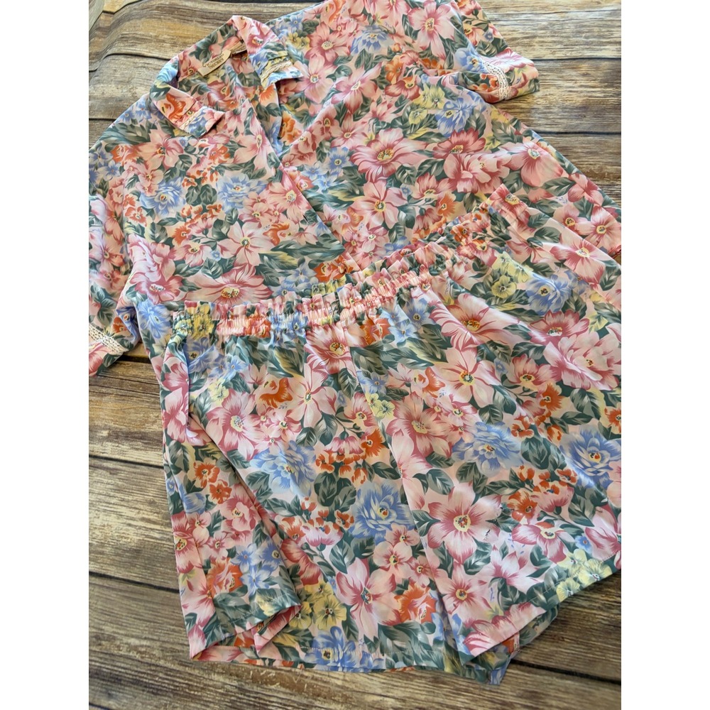 Vintage Victorias Secret Gold Label Floral Pajama Set Shorts Small Cottagecore